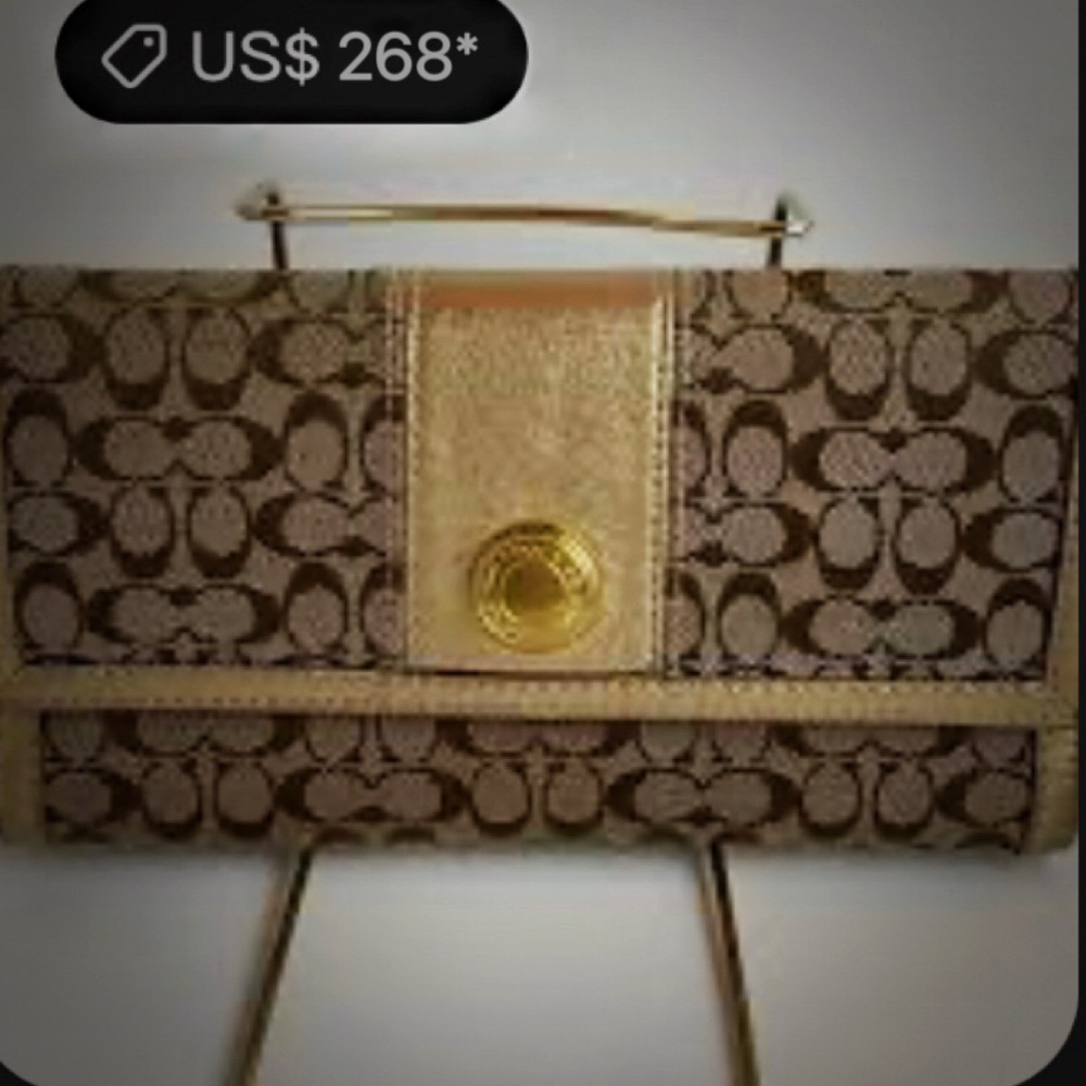 Vintage Coach Brown and Gold Wallet clutch - Picture 3 of 17